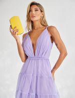 Vestido Longo Lilás em Tule Raquel