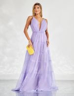 Vestido Longo Lilás em Tule Raquel