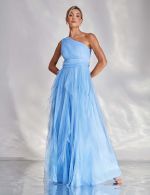 Vestido Longo Azul Serenity em Tule Lizzi