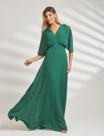 Vestido Longo Plissado Verde Tereza