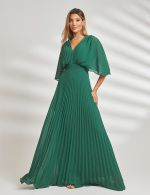 Vestido Longo Plissado Verde Tereza