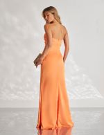 Vestido Longo Coral em Cetim Junia