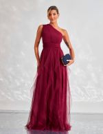 Vestido Longo Marsala em Tule Lizzi