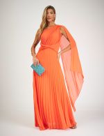 Vestido Longo Coral Plissado Mirele