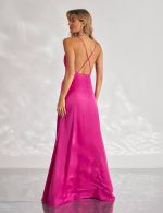 Vestido Longo Fucsia em Cetim Chloe