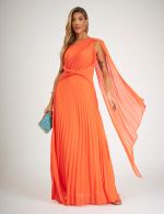 Vestido Longo Coral Plissado Mirele