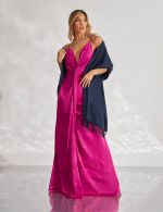 Vestido Longo Fucsia em Cetim Chloe