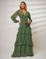 Vestido Longo Verde Oliva Silvana