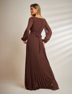 Vestido Longo Marrom Plissado Joana