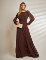 Vestido Longo Marrom Plissado Joana