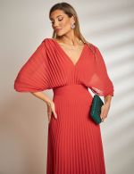 Vestido Longo Terracota Plissado Tereza