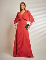 Vestido Longo Terracota Plissado Tereza