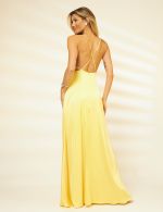 Vestido Longo Amarelo em Cetim Chloe