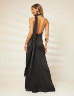 Vestido Longo Preto em Cetim Milena