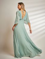 Vestido Longo Verde Sage Plissado Tereza