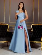 Vestido Longo Azul Serenity em Zibeline Briana