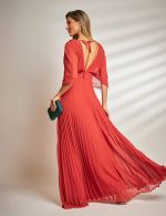Vestido Longo Terracota Plissado Tereza