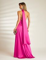 Vestido Longo Fucsia em Cetim Milena