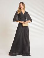 Vestido Longo Plissado Preto Tereza