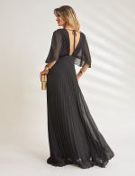 Vestido Longo Plissado Preto Tereza