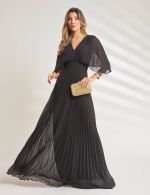 Vestido Longo Plissado Preto Tereza