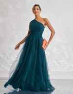 Vestido Longo Verde Esmeralda em Tule Lizzi