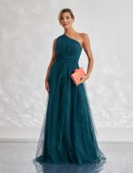 Vestido Longo Verde Esmeralda em Tule Lizzi