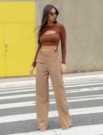 Body Manga Longa Marrom Carolina