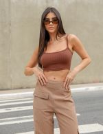 Body Manga Longa Marrom Carolina