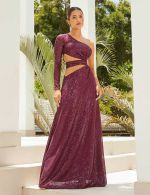 Vestido Longo em Paete Vinho Helena