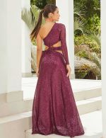 Vestido Longo em Paete Vinho Helena