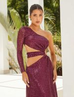 Vestido Longo em Paete Vinho Helena