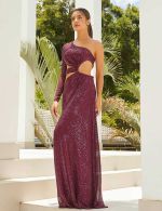 Vestido Longo em Paete Vinho Helena