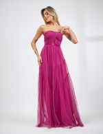 Vestido Longo Fucsia em Tule Sandy