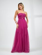 Vestido Longo Fucsia em Tule Sandy