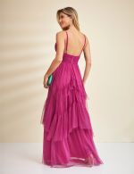 Vestido Longo em Tule Fucsia Soraia