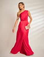 Vestido Longo Cereja em Cetim Giulia