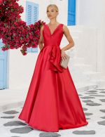Vestido Longo Vermelho em Zibeline Vanessa