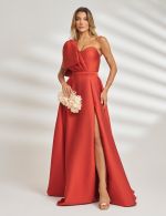Vestido Longo Terracota em Zibeline Elizabeth