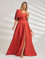 Vestido Longo Terracota em Zibeline Elizabeth