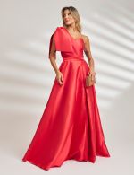 Vestido Longo Vermelho em Zibeline Elizabeth