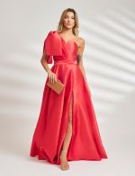 Vestido Longo Vermelho em Zibeline Elizabeth