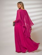 Vestido Longo Fúcsia Plissado Francesca