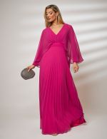 Vestido Longo Fúcsia Plissado Francesca