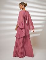 Vestido Longo Rosa Canela Plissado Francesca