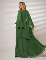 Vestido Longo Verde Oliva Plissado Francesca