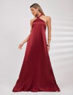 Vestido Longo Marsala em Cetim Ana Clara