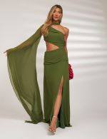 Vestido Longo Verde Oliva Virginia