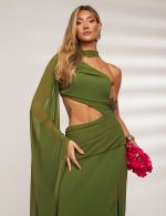 Vestido Longo Verde Oliva Virginia