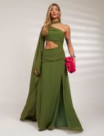 Vestido Longo Verde Oliva Virginia